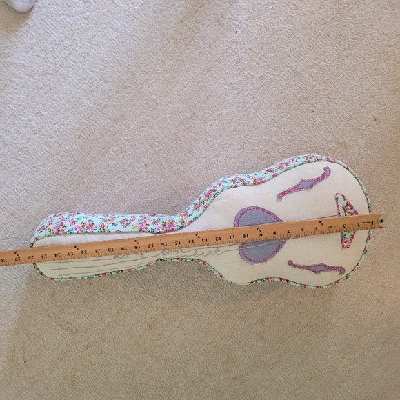 Junk Gypsy Floral Guitar Shaped Pillow with Heart Design - Picture 6 of 6